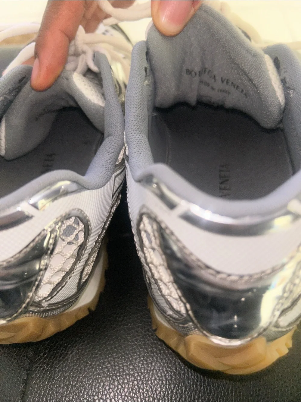 Women's Chunky Fashion Sneakers in Silver and White